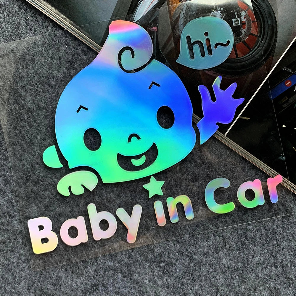 Αυτοκόλλητο Baby in Car με αντανακλαστικό ή ουράνιο τόξο – Σχέδια επιλογών