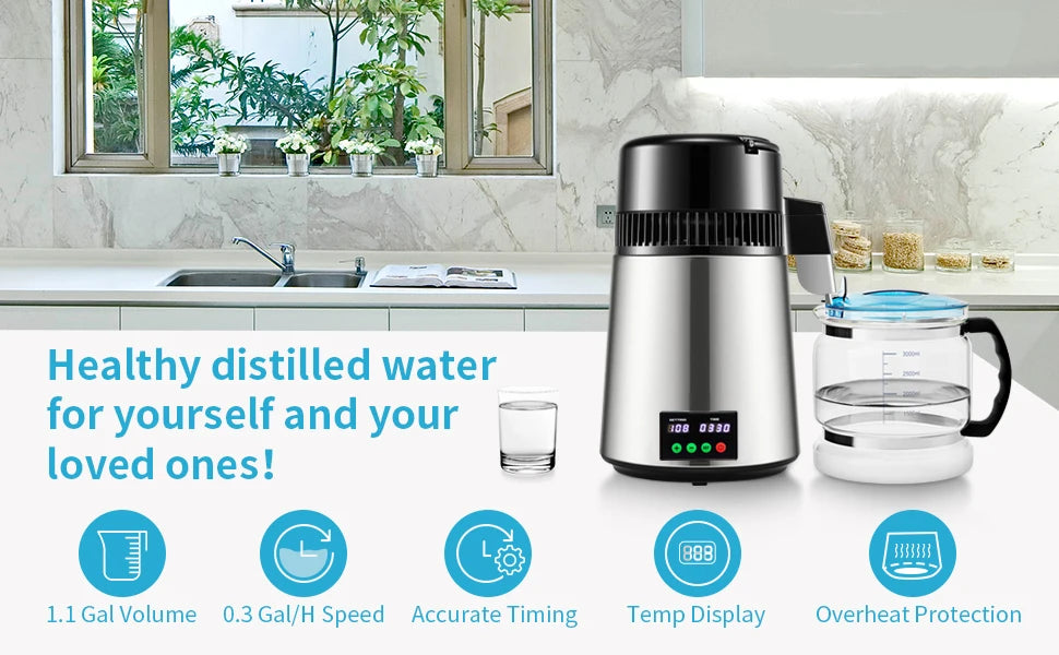 4L Countertop Water Distiller with 5-Stage Filtration & Touch Control