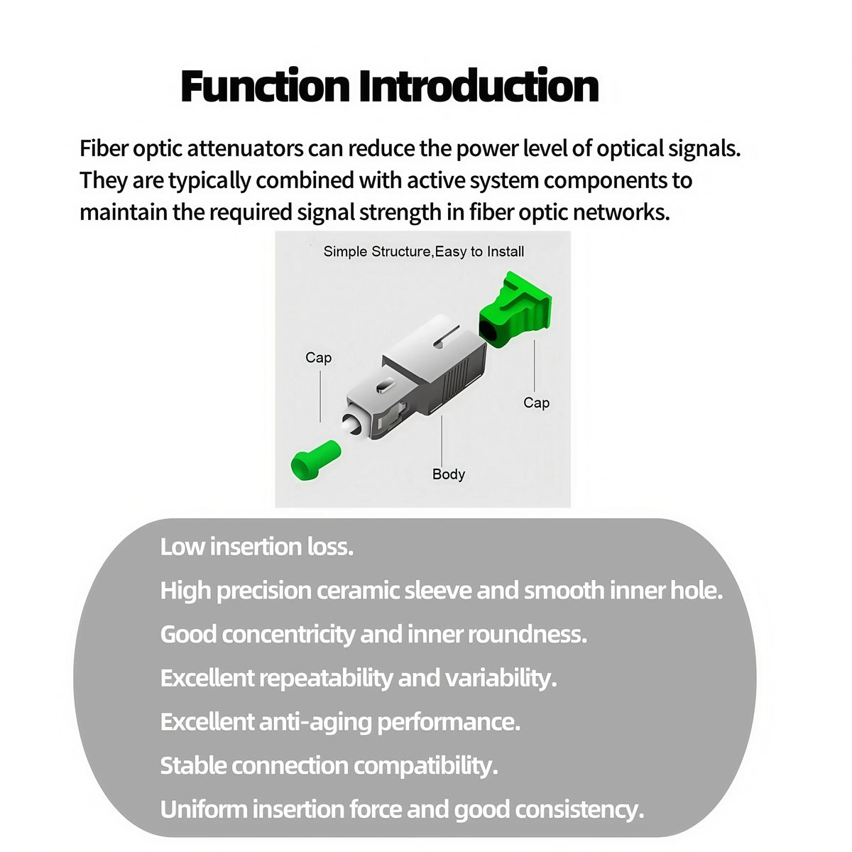 SC/APC-fiberattenuator - flere dB-muligheder