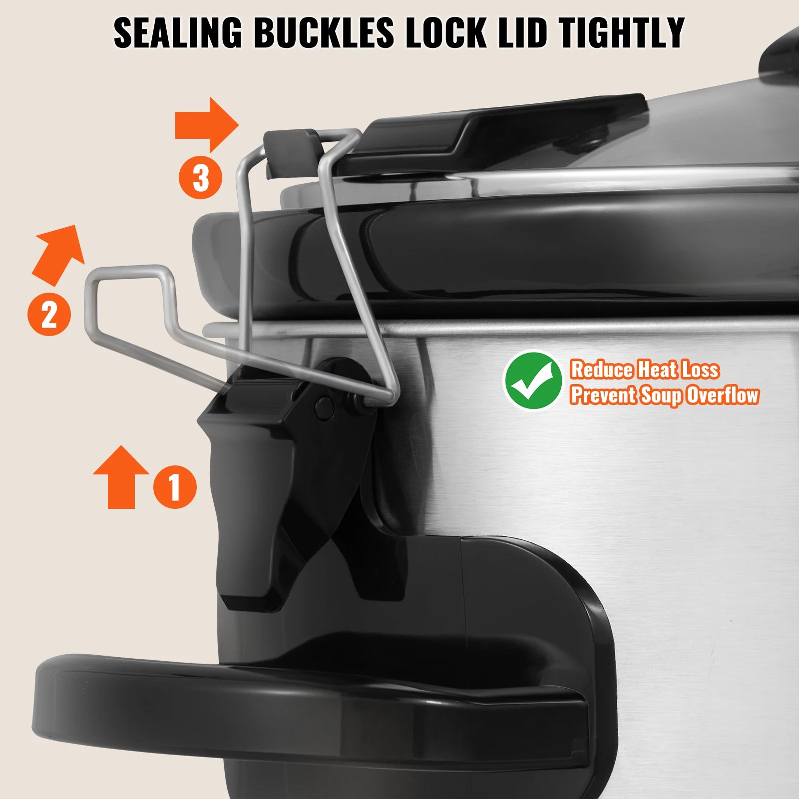 8QT Digital Slow Cooker with Ceramic Pot & Locking Lid