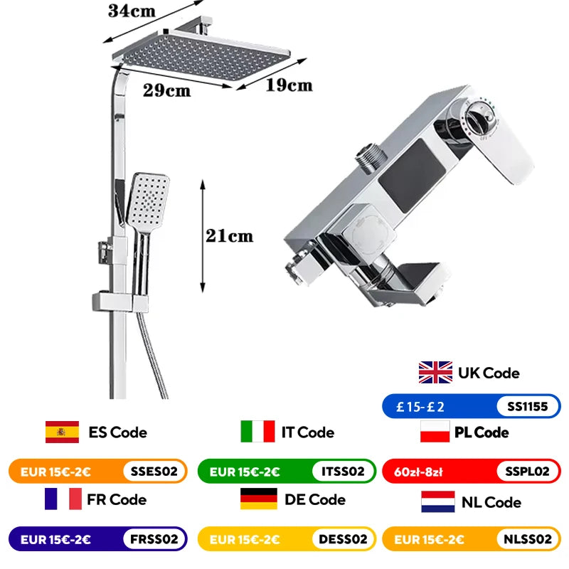 Système de robinet de douche en laiton chromé et noir