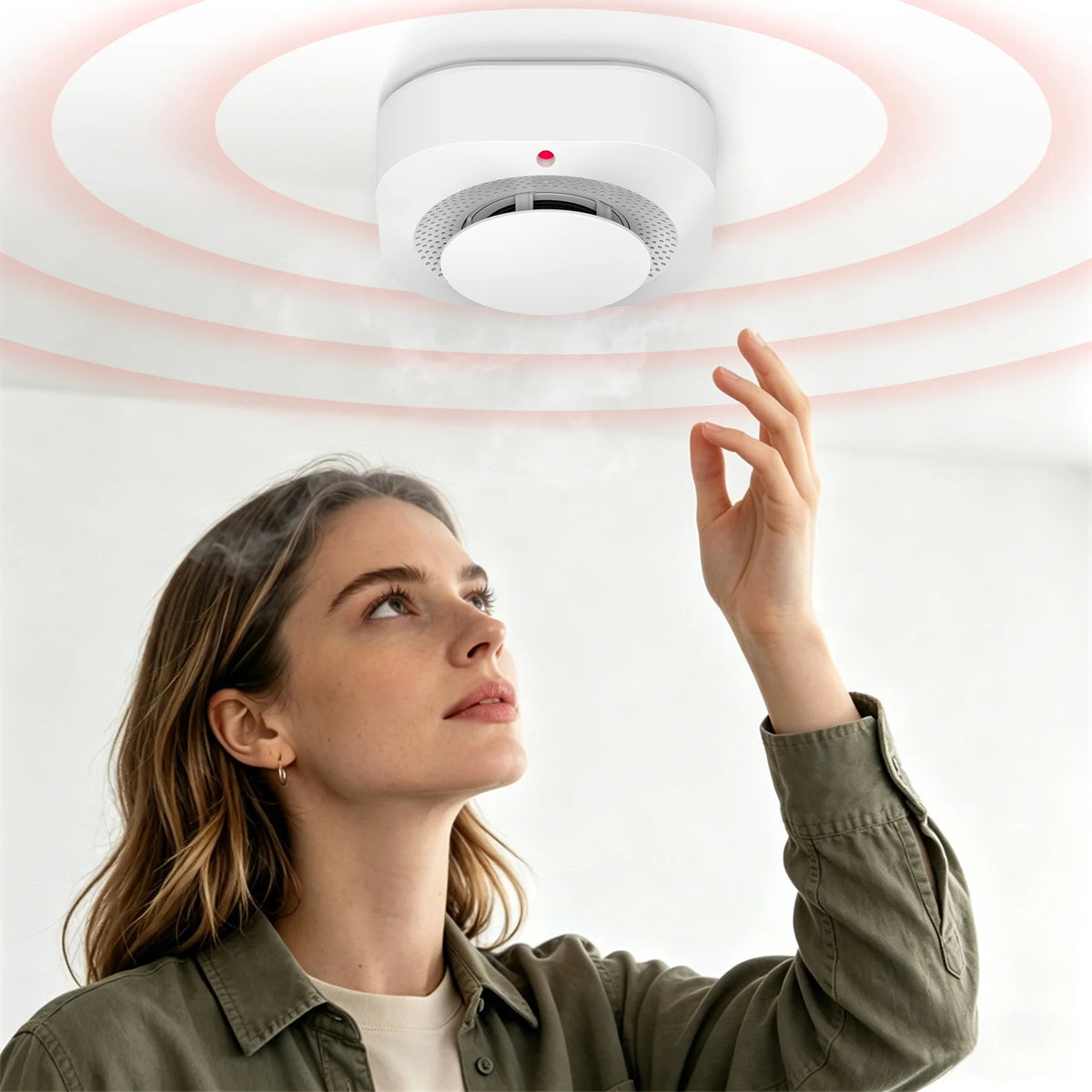 2/3/4/5/6 PCS Smoke Detector 10-Year Sensor Lifespan 360° Detection Low Battery Warning Fire Smoke Alarm Warehouse Garage Hallway Apartment Security