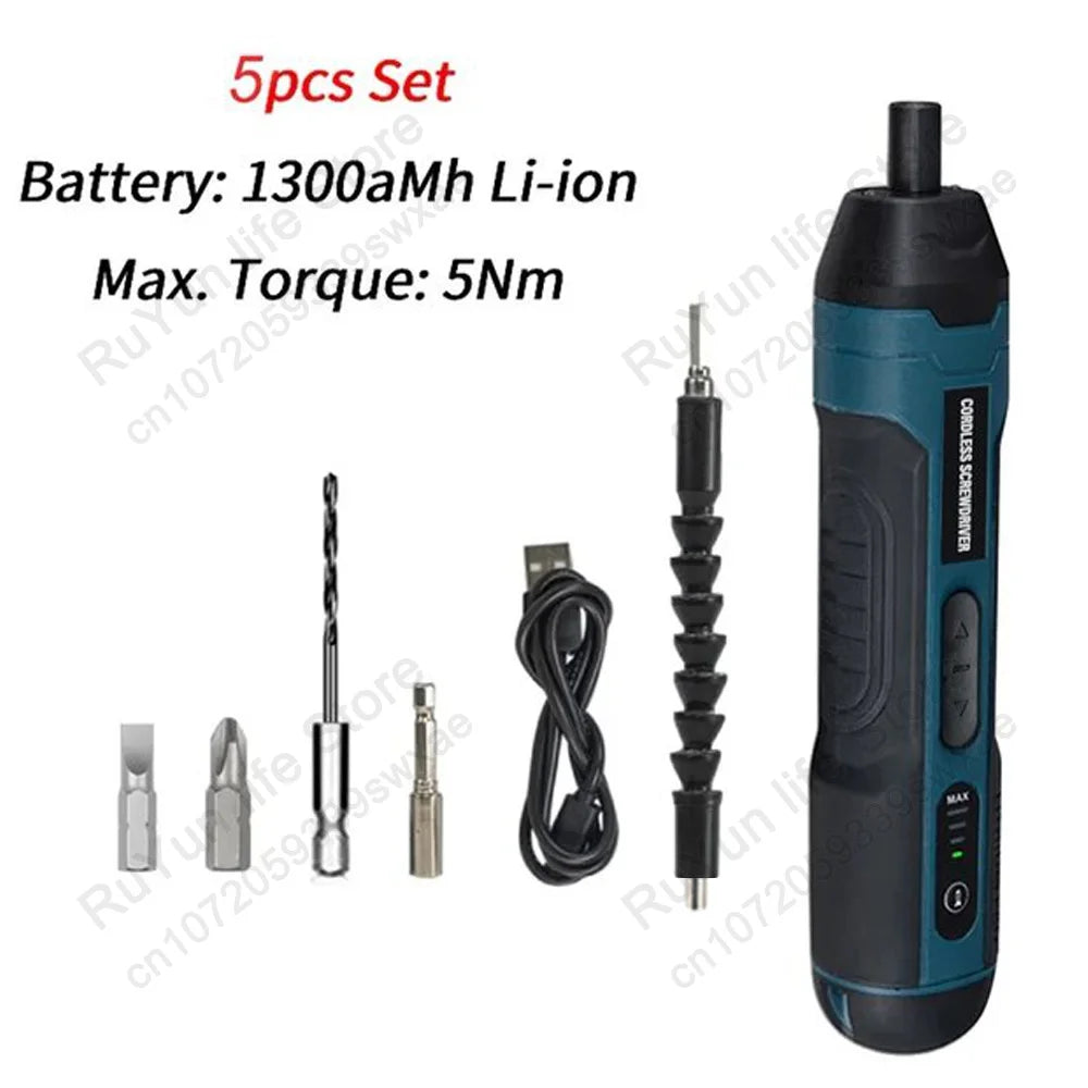 Mini Electric Screwdriver Set USB Rechargeable 1300mah Adjustment Power Dril Multi-function Disassembly Torque Repair Tools Kit