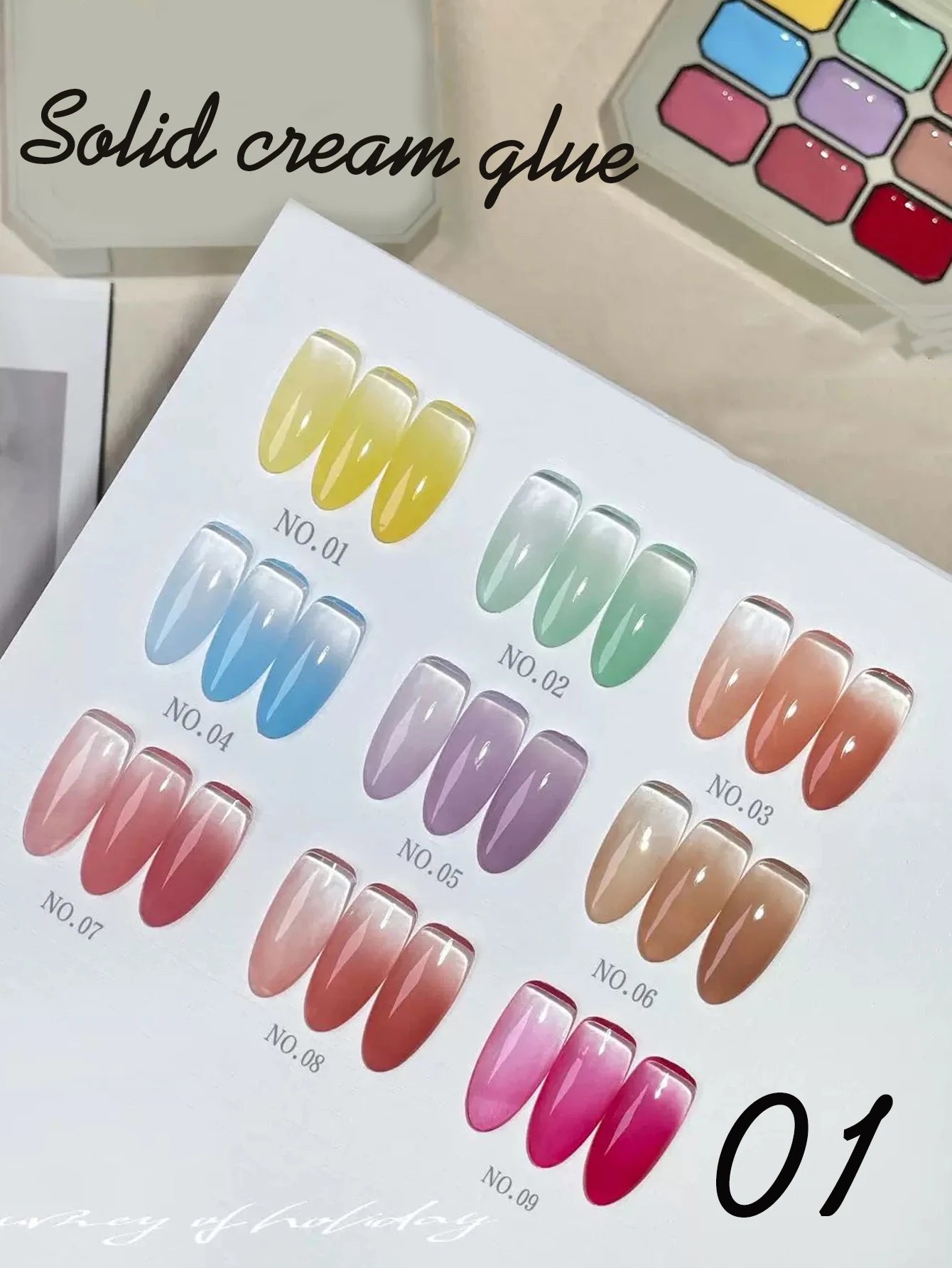 9 Colors Solid Nail Polish Palette Peelable UV/LED Polish Lacquer Salon Gel Nail Art Varnish Jelly Salon Gel Semi-Permanent Hybr