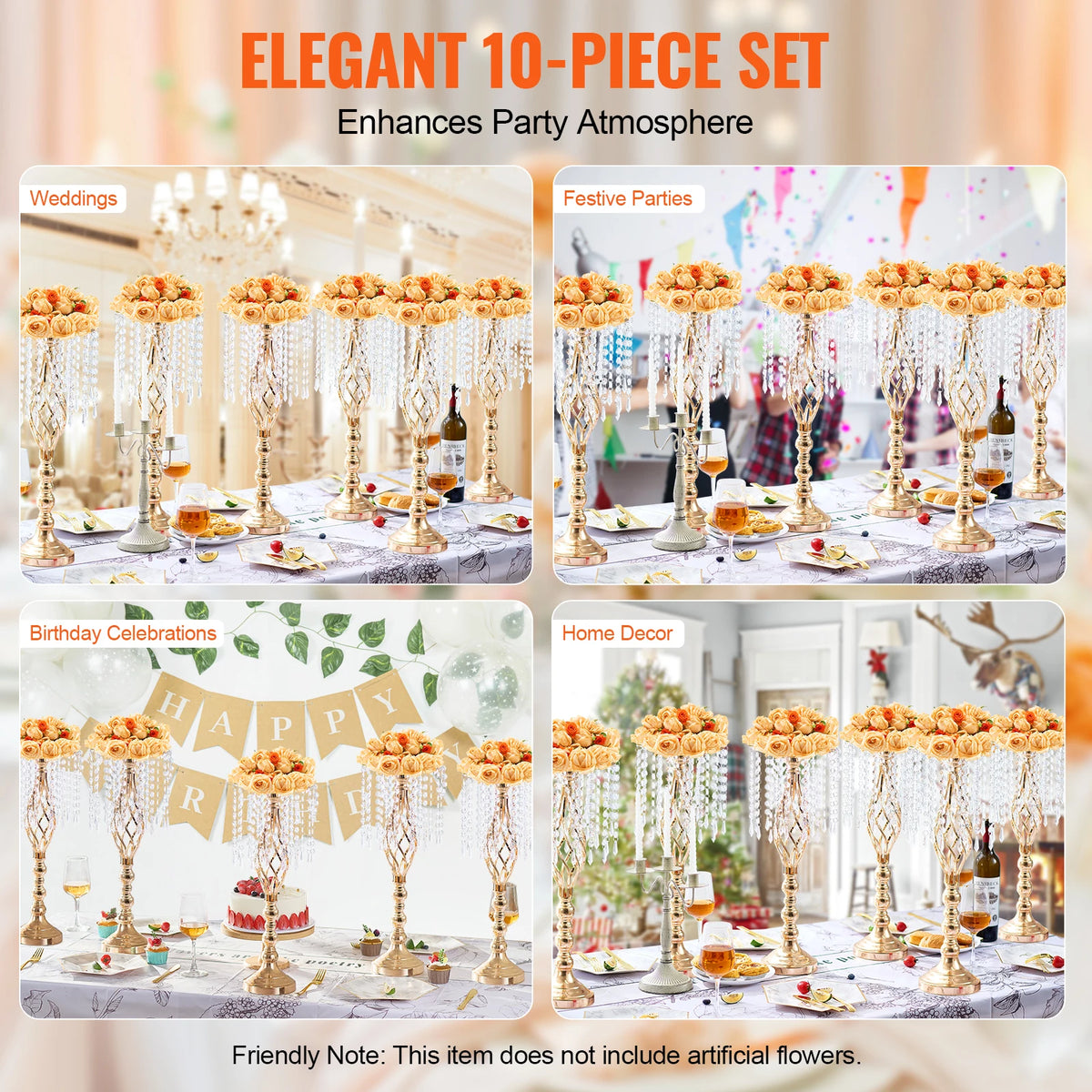 Tall Crystal Wedding Flower Stand Metal Centerpiece Vase - Spy-shop.com