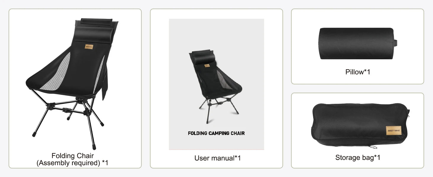 Portable Camping Chair with Headrest, 330 lb Folding Seat