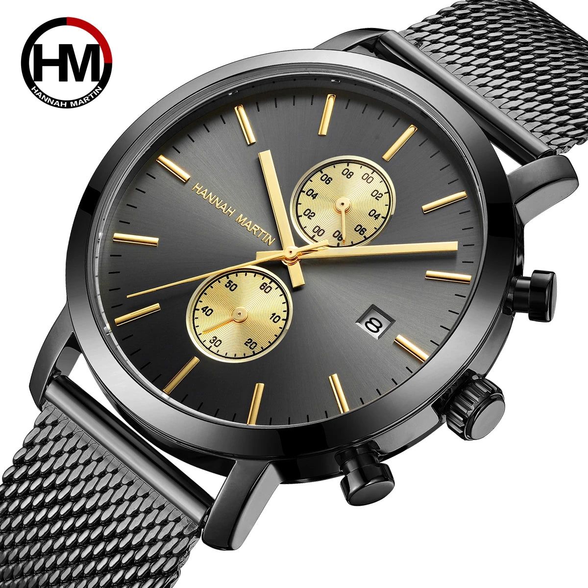 Hannah Martin Men's Stainless Steel Business Sports Quartz Watch