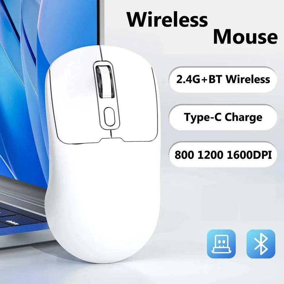 2.4G Wireless Mouse Bluetooth 5.4 Gaming Mouse Ergonomic Mice 800-1200-1600 DPI Mouse Rechargeable Office Mice for PC Laptop