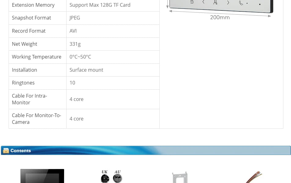 Monitor interior inteligente Tuya WIFI de 7"/10" LCD, para sistema de 4 hilos HD 1080P, manos libres, teléfono de puerta intercom, timbre de casa