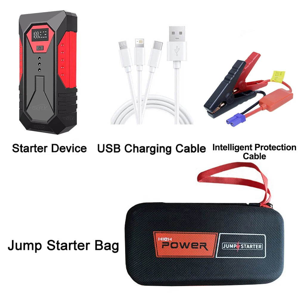 GKFLY Portable Car Jump Starter 18000mAh Power Bank Car Booster Charger 12V Starting Device Petrol Diesel Car Emergency Booster