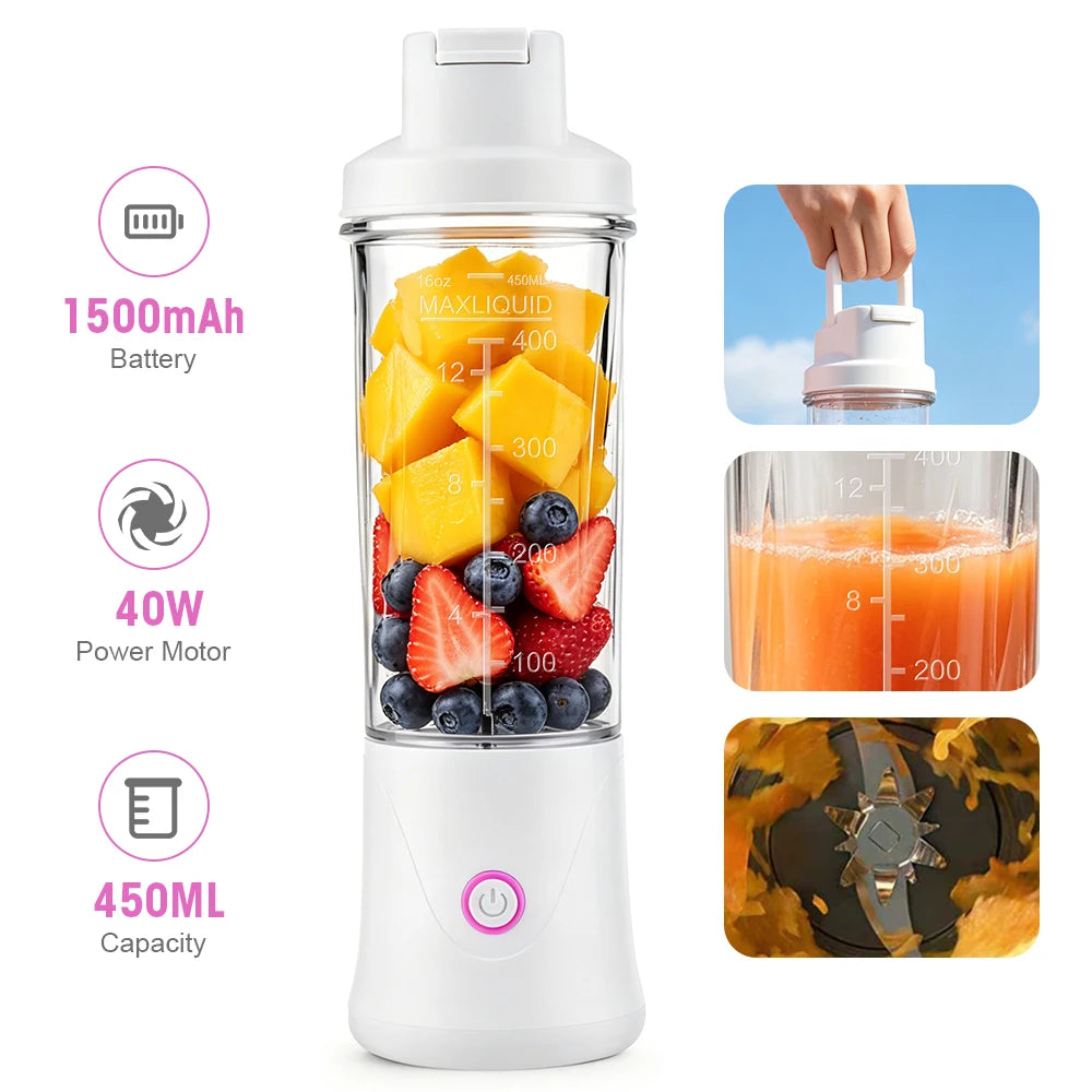 USB-C Rechargeable Portable Blender Cup, 450 ml