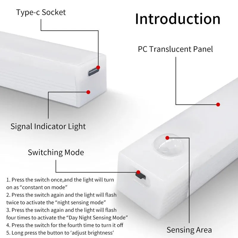 LED Motion Sensor Cabinet Light, Rechargeable Magnetic Strip