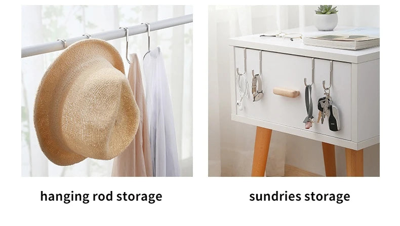 304 Stainless Steel Hook Free Punching Double S-Shape Hook Kitchen Bathroom Cabinet Door Back Type Coat Towel Storage Hanger