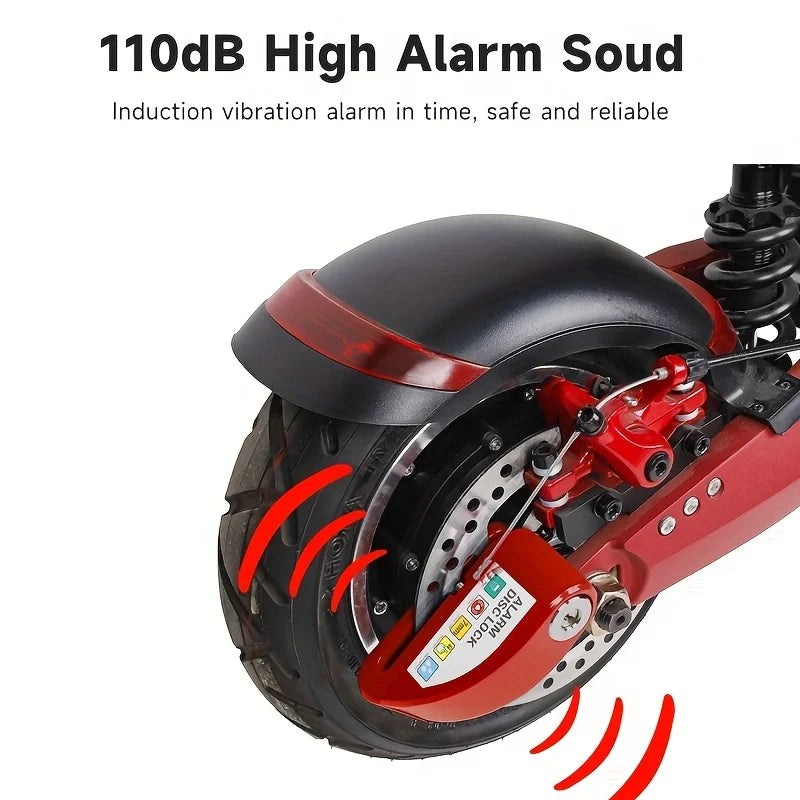 Candado de disco de alarma con línea de recordatorio, motocicleta, scooter, bicicleta, aleación de aluminio, candado de seguridad antirrobo, protección antirrobo, candado de disco con cable de acero