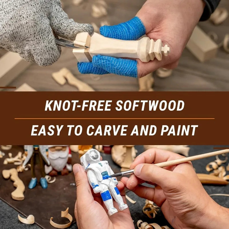 18 blocs de sculpture en tilleul, blocs de bois à sculpter et à tailler, kit de sculpture et de taille sur bois