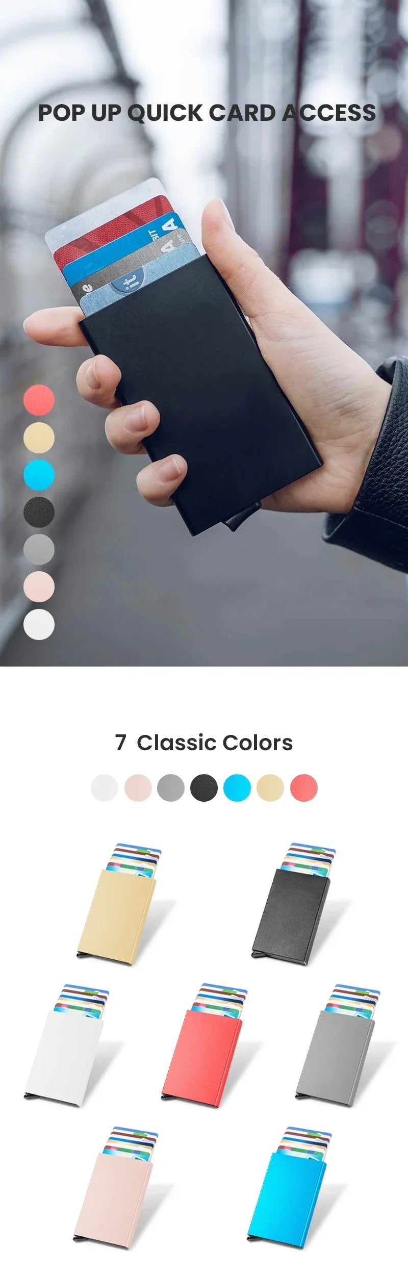 Men ID Credit Bank Card Holder Wallet Anti Rfid Smart Anti Rfid Blocking Protected Magic Pop Up Slim Small Money Wallets Case