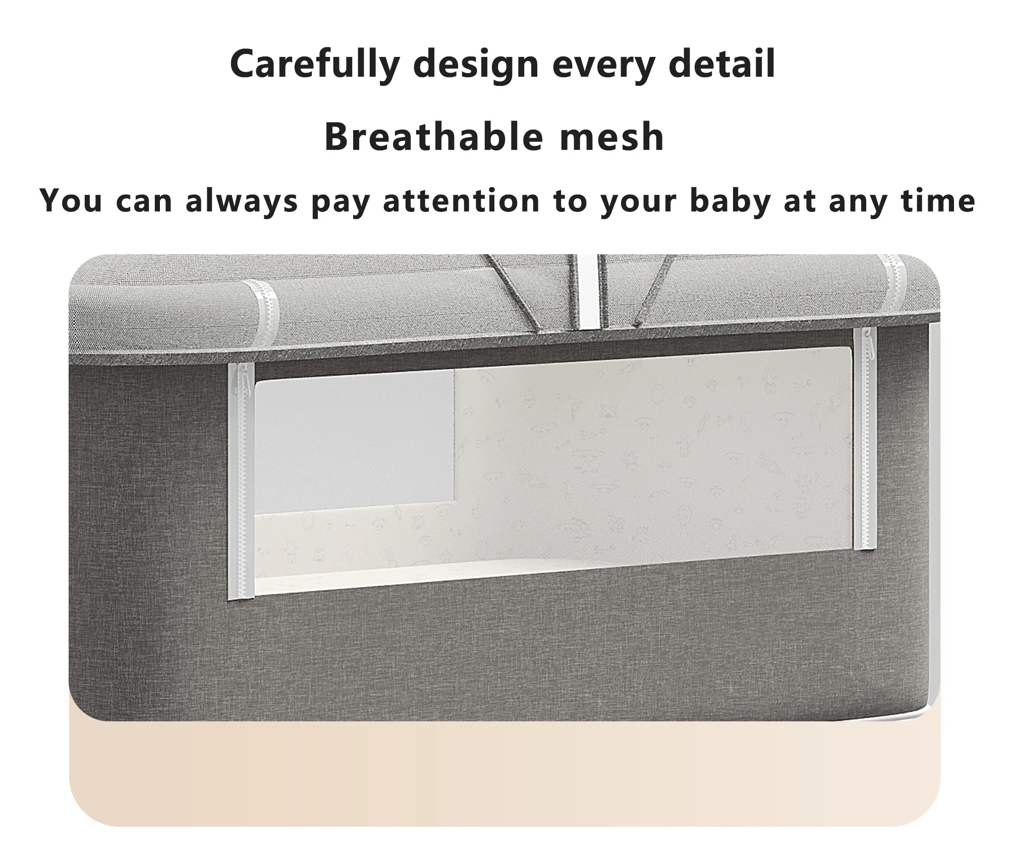 5-in-1 Baby Crib with Adjustable Height, Rocking Mode, Mosquito Net and Storage