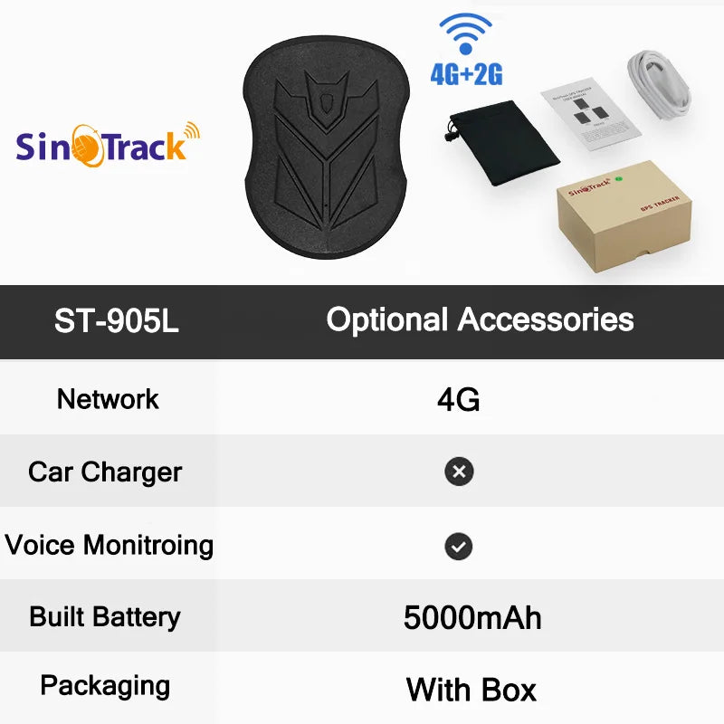 SinoTrack 4G 5000/10000 mAh ST-905/ST-915 Waterproof GPS Vehicle Tracker Magnet Long Standby Battery Real Time Position APP