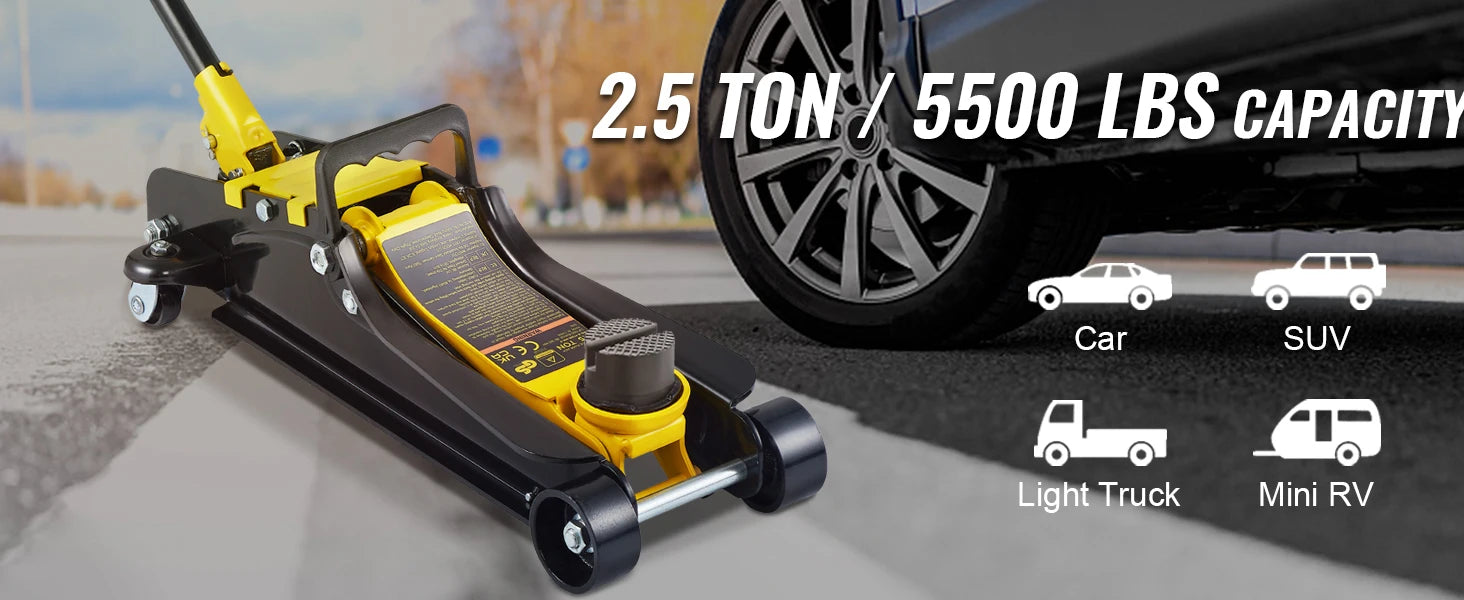 SucceBuy 2.5T Floor Hydraulic Jack Pneumatic Low Profile Floor Jack Heavy-Duty Steel Racing Floor Jack with Piston Lift Pump