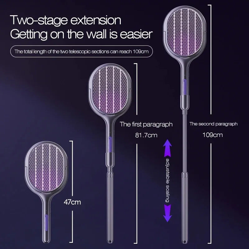 Extendable Electric Mosquito Swatter and Lamp