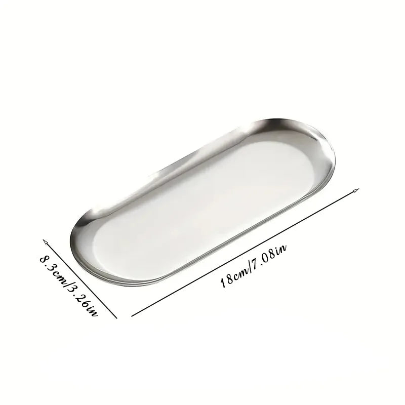 Plain oval metal decorative tray