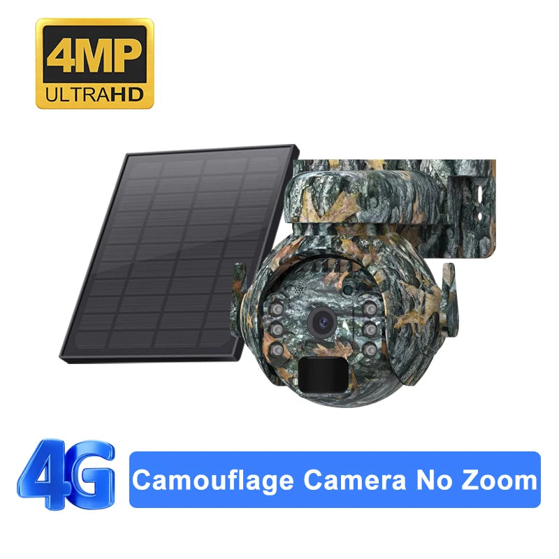 SHIWOJIA 12X ZOOM 4K 8MP Solar Camera Dual lens 4G 360° View Camouflage Color Outdoor Hunting Camera 7800mAh Battery Ubox app