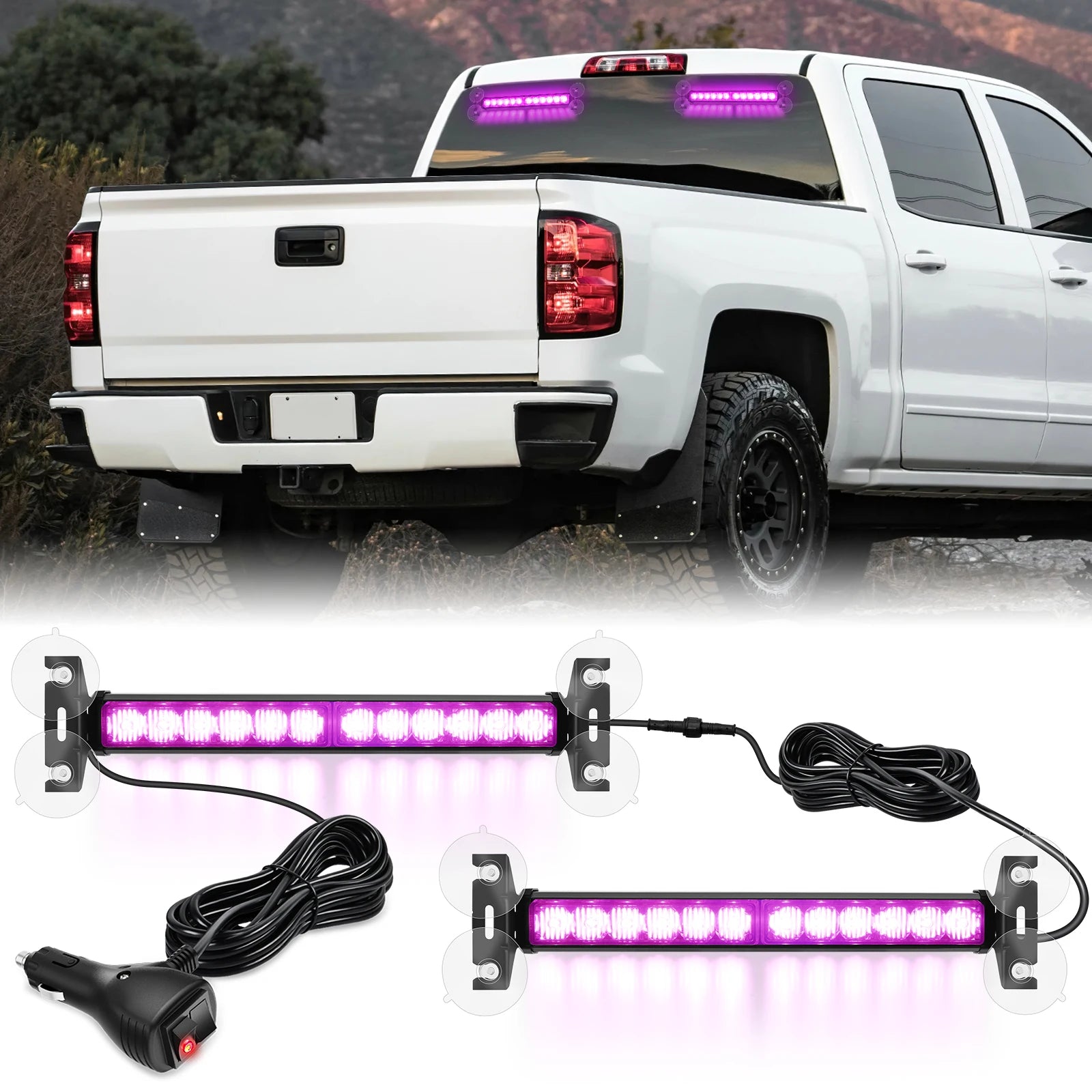 Nilight Automotive Strobe Traffic Advisor Light Bar 2-1 Dash Warning Safety Flashing Light Front/Rear Off-Road Truck Accessories