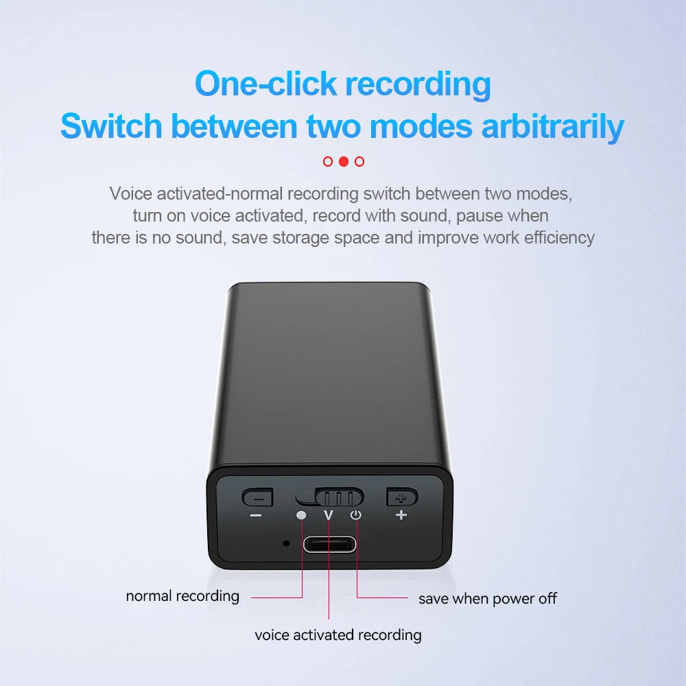 900Hours Small Sound Activated Voice Recorder 8G-64GB USB Flash Drive Audio Dictaphone Noise Reduce Magnet Attraction Mp3 Player