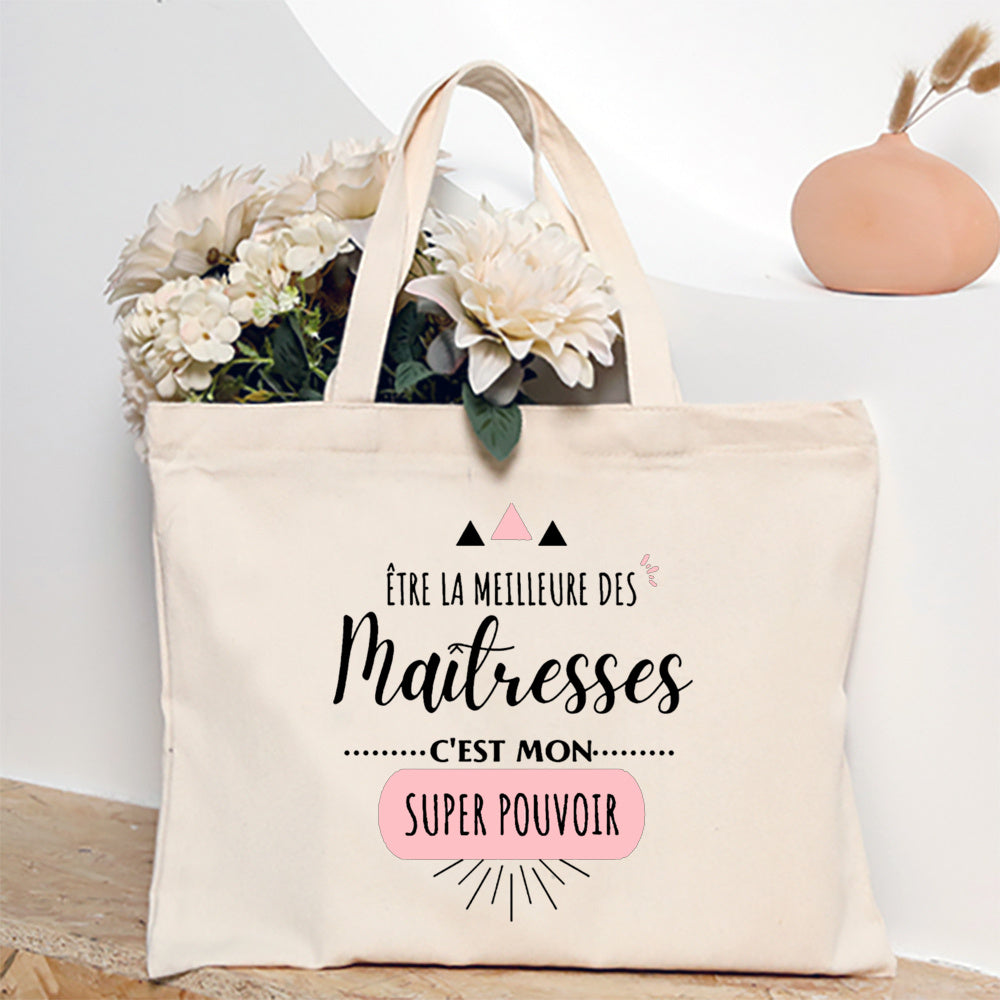 Thank You Teacher Stampa Francese Borsa a Spalla Donna Borsa in Tela Borse da Shopping Borse Femminili Borsa Riutilizzabile Migliori Regali per Maitresse