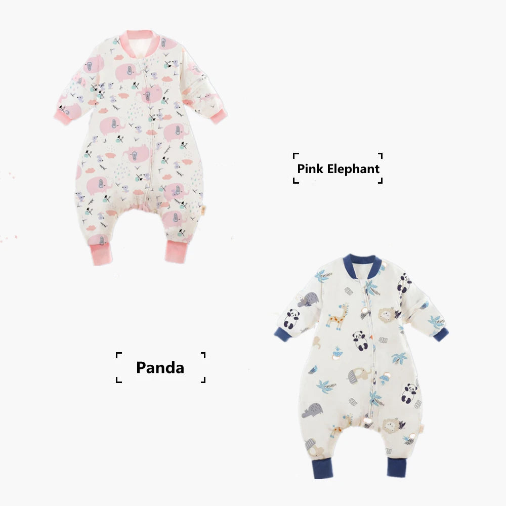 Baby Cartoon Split-Legged Sleepsack with Detachable Sleeves
