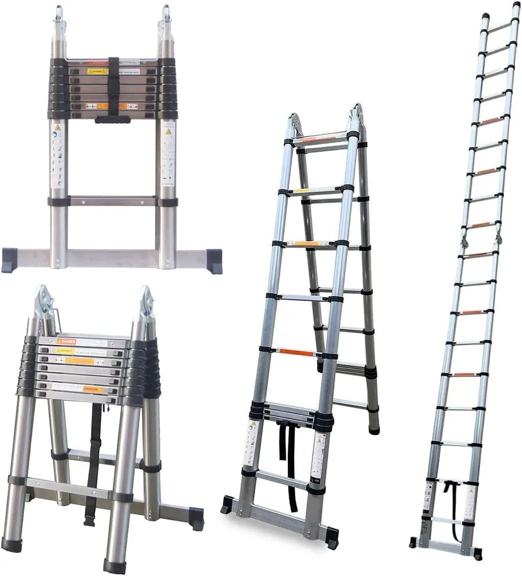 5M Telescopic Straight Ladder A‑Frame Stainless Steel Folding Ladder