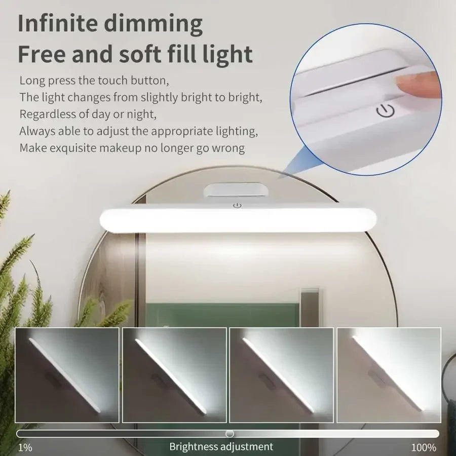 30 cm-es, újratölthető, mágneses LED-es tükörvilágítás