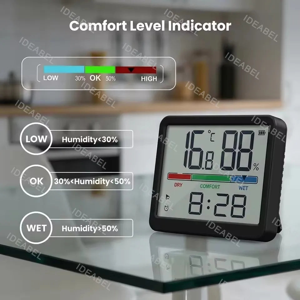 Digital Alarm Clock with Temperature, Humidity and Magnetic Back