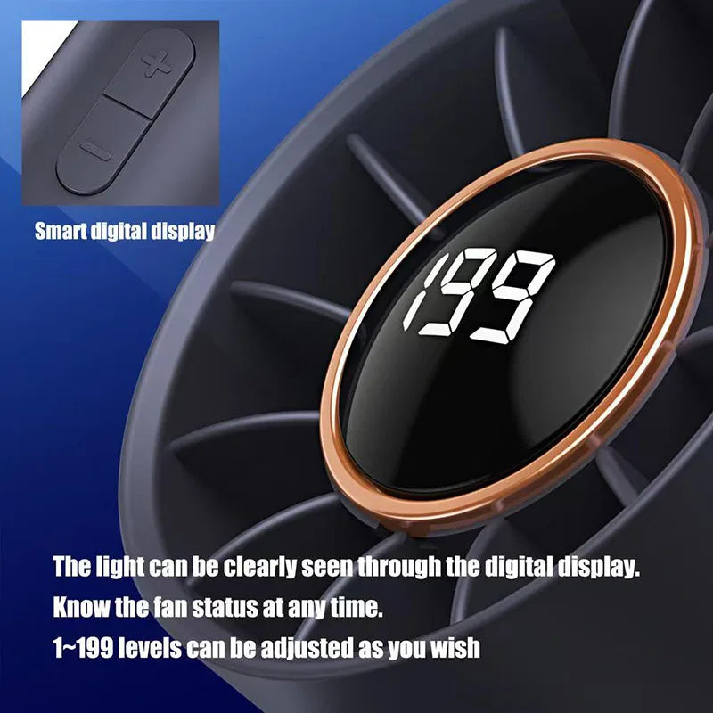 USB-C Rechargeable Handheld Fan with Digital Display