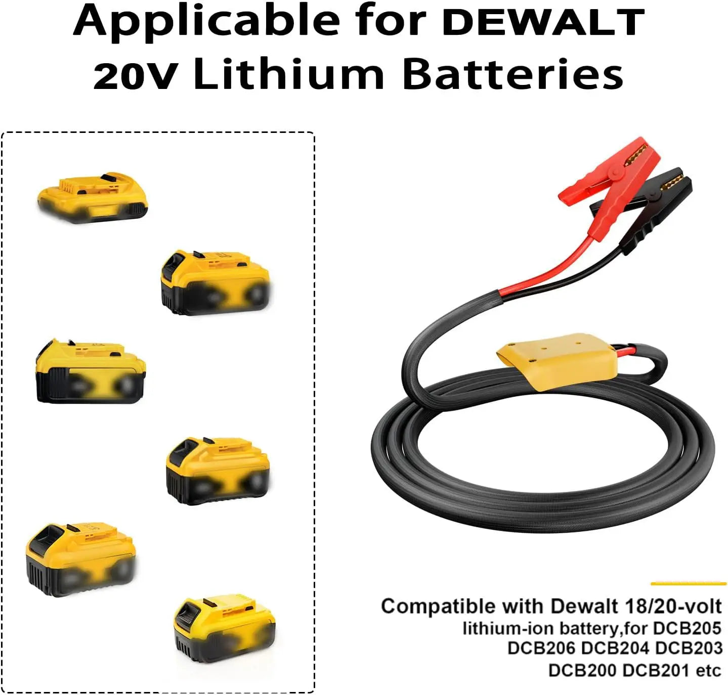 Dewalt 20V Battery Jumper Cables Adapter for 12V Vehicles