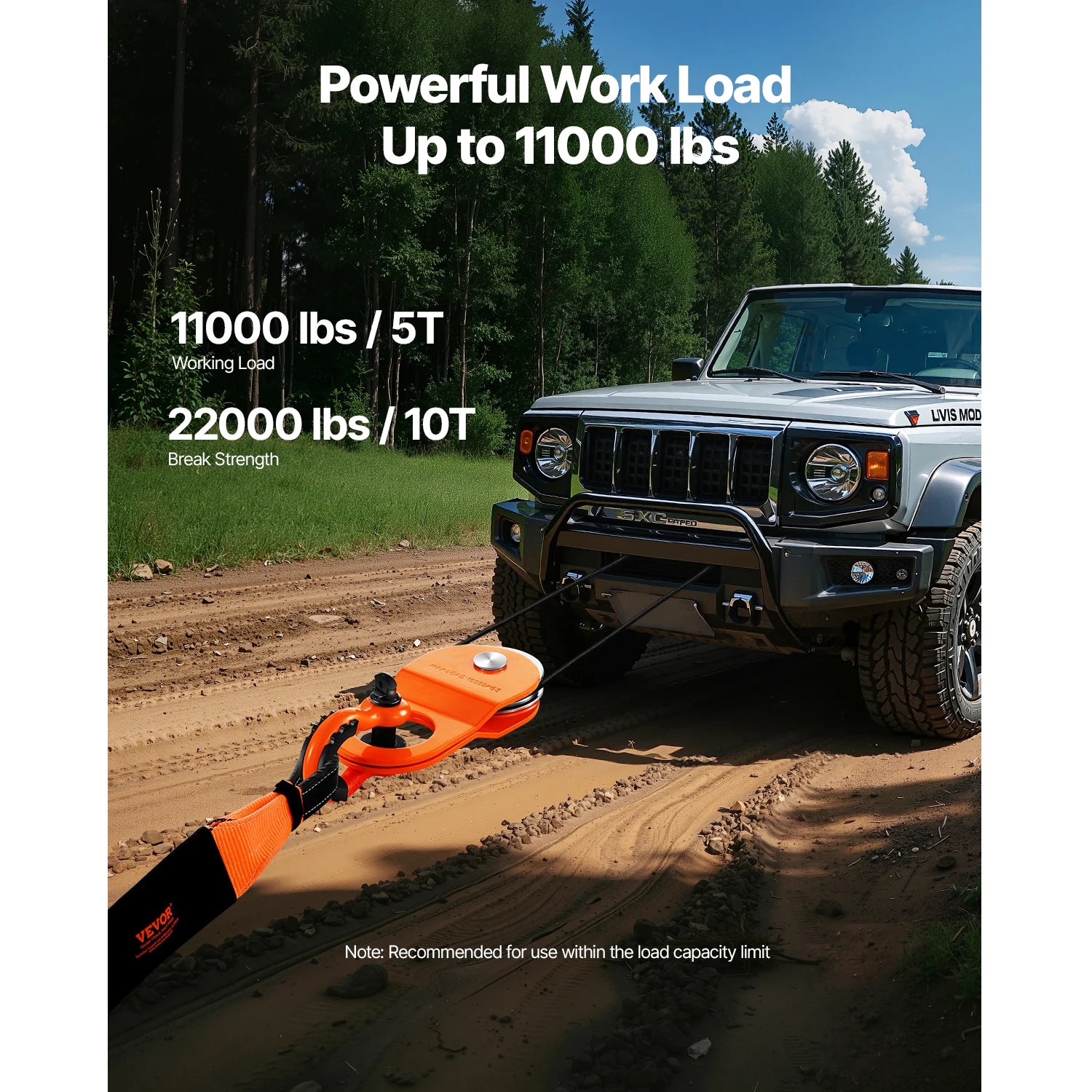 10T Snatch Block Pulley 22,000 lbs Winch for Offroad Recovery