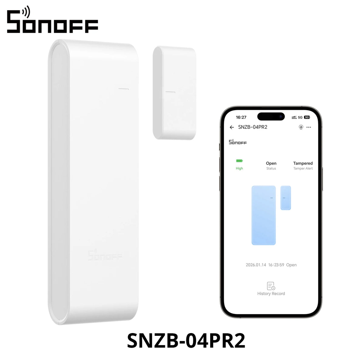 Capteur Intelligent Zigbee 6-en-1 Porte Fenêtre Ouverture/Fermeture avec Application Alerte Instantanée, Alarme de Mutation & Historique, Installation Sans Perçage pour Sécurité Domestique
