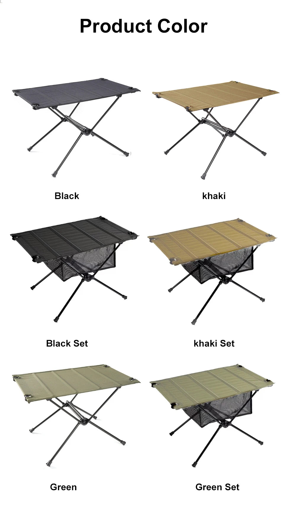Camping Folding Table with Aluminum Alloy Frame and Roll-Up Top