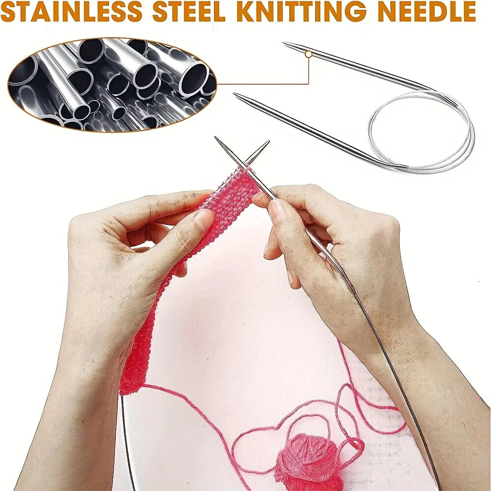80 cm Circular Knitting Needle Set, 11 Pieces