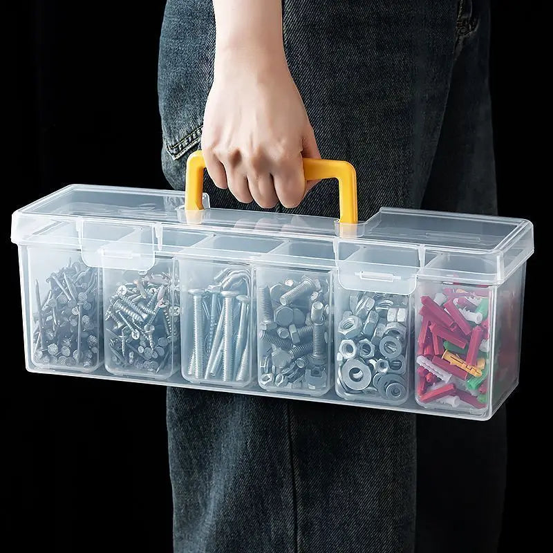 Clear Portable Parts Storage Box, Empty or 6-Insert Set