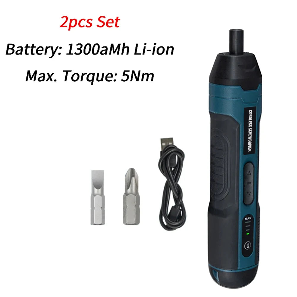 Mini Electric Screwdriver Set USB Rechargeable 1300mah Adjustment Power Dril Multi-function Disassembly Torque Repair Tools Kit