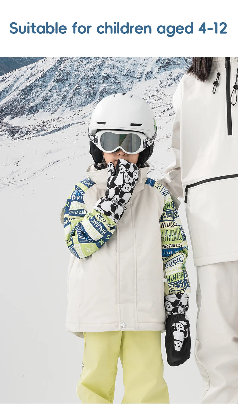 Kids Winter Ski Gloves Waterproof Non-Slip Touchscreen Warm Gloves