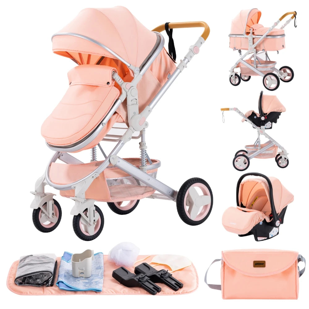 Luxury Baby Stroller 3‑in‑1 Travel System With Car Seat