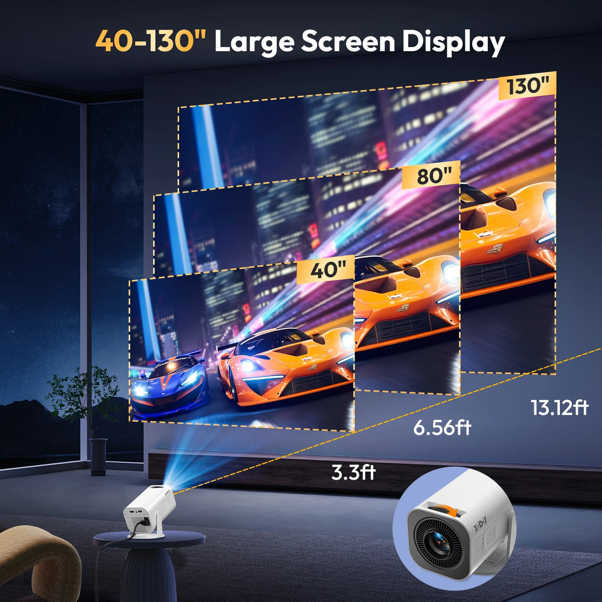 Portable Mini Projector 4K Input WiFi 6 Bluetooth 5.4