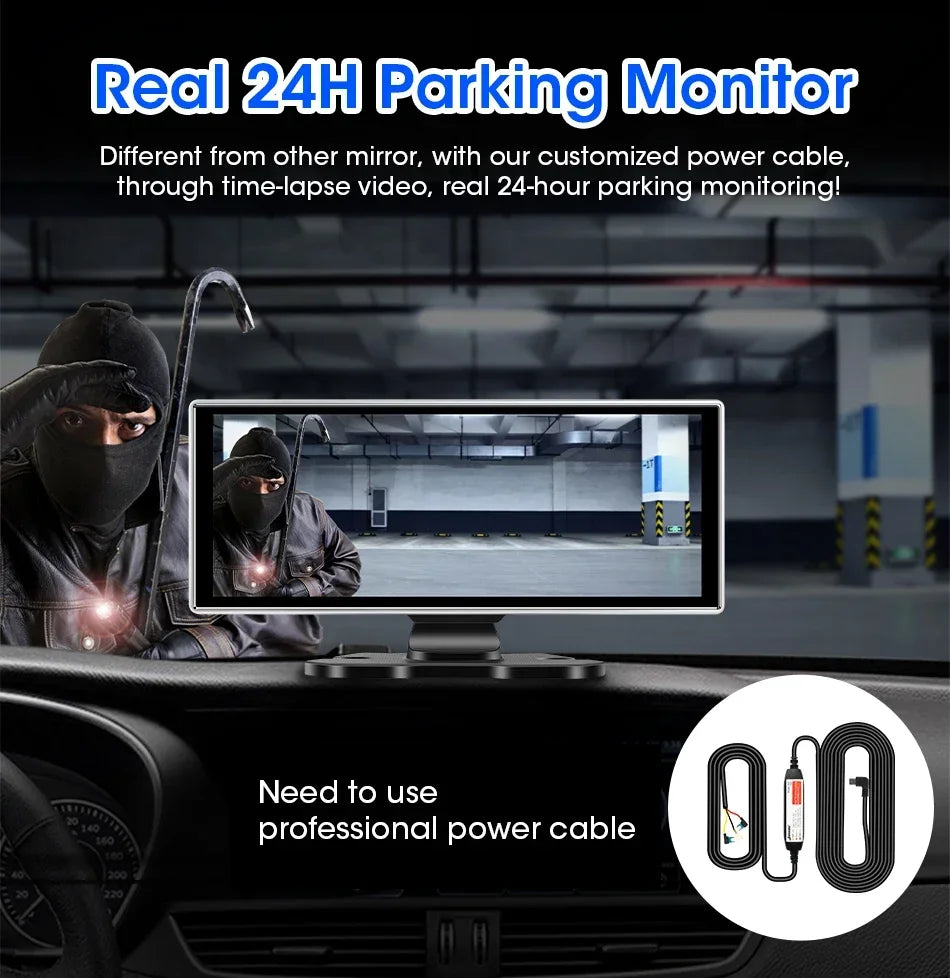 11.26 Inch 4K Dash Cam Rearview Mirror with Rear Camera and GPS