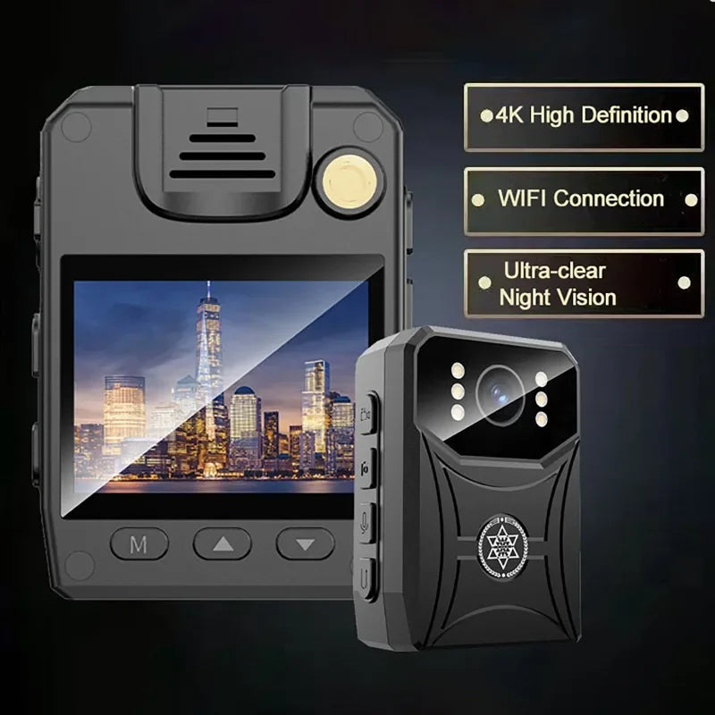 Mini 4K HD Cameras with WIFi 3000mAh Digtal Video Recorder with IPS Screen Night Vision Police Body Camera Portable Camcorder