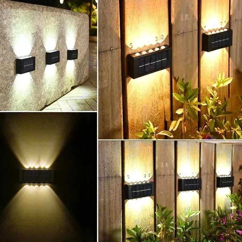 Solar Wall Light, IP65, 6 or 10 LED, White or Warm