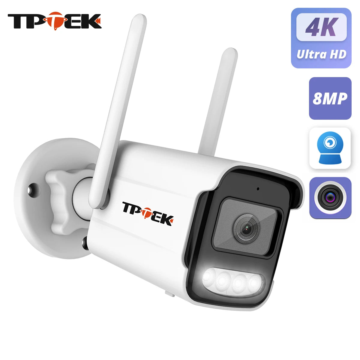 4K 8MP udendørs WiFi-sikkerhedskamera vandtæt