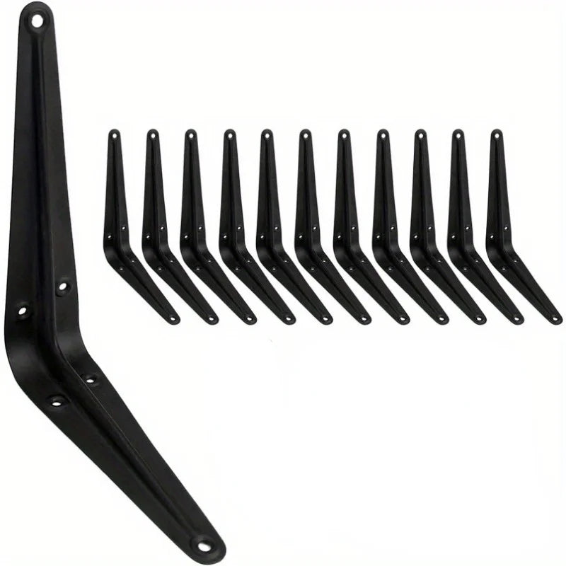 Black L-Shaped Shelf Brackets, Pack of 10