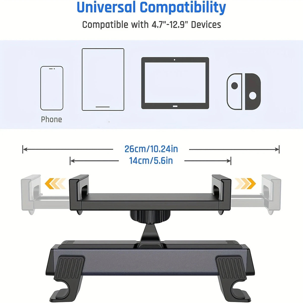 Rotating Car Headrest Holder for Phones and Tablets